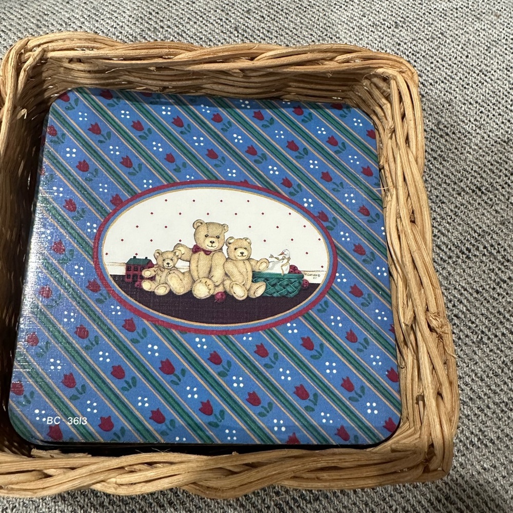 Source Unknown Blue Teddy Bear Coasters